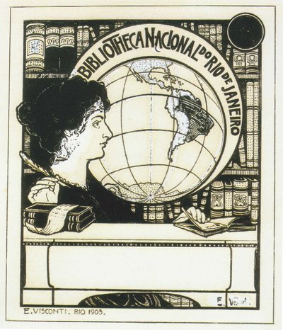 Ex-libris of the National Library of Brazil by Eliseu Visconti